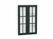 Шкаф верхний с 2-мя остекленными дверцами Дублин 920*600*318 Special Green / Белый