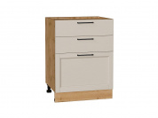 Шкаф нижний с 3-мя ящиками Сканди 816*600*480 Cream Silkwood / Дуб Вотан