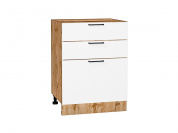 Шкаф нижний с 3-мя ящиками Флэт 816*600*478 White In 2S / Дуб Вотан