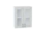 Шкаф верхний с 2-мя остекленными дверцами Лофт 716*600*320 Nordic Oak / Белый