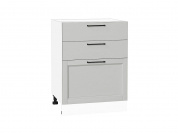 Шкаф нижний с 3-мя ящиками Сканди 816*600*480 Grey Silkwood / Белый