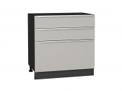 Шкаф нижний с 3-мя ящиками Фьюжн 816*800*480 Silky Light Grey / Graphite