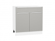 Шкаф нижний с 2-мя дверцами и ящиком Фьюжн 816*800*480 Silky Light Grey / Белый