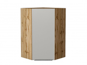 Шкаф верхний угловой Фьюжн 920*600*600 Silky Light Grey / Дуб Вотан