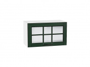 Шкаф верхний горизонтальный остекленный Дублин 358*600*318 Special Green / Белый