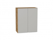 Шкаф верхний с 2-мя дверцами Фьюжн 716*600*320 Silky Light Grey / Дуб Вотан