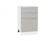Шкаф нижний с 3-мя ящиками Фьюжн 816*500*480 Silky Light Grey / Белый