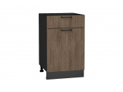 Шкаф нижний с 1-ой дверцей и ящиком Флэт 816*500*478 Brown Casella Oak 2S / Graphite