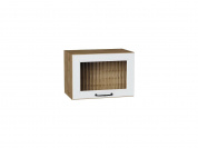Шкаф верхний горизонтальный остекленный Ницца 358*500*318 Blanco / Дуб Вотан