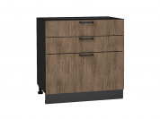 Шкаф нижний с 3-мя ящиками Флэт 816*800*478 Brown Casella Oak 2S / Graphite