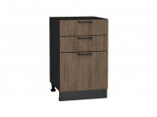Шкаф нижний с 3-мя ящиками Флэт 816*500*478 Brown Casella Oak 2S / Graphite