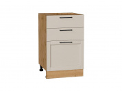 Шкаф нижний с 3-мя ящиками Сканди 816*500*480 Cream Silkwood / Дуб Вотан