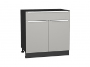 Шкаф нижний с 2-мя дверцами и ящиком Фьюжн 816*800*480 Silky Light Grey / Graphite