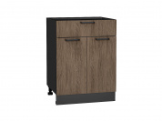 Шкаф нижний с 2-мя дверцами и ящиком Флэт 816*600*478 Brown Casella Oak 2S / Graphite