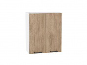 Шкаф верхний с 2-мя дверцами Флэт 716*600*318 Natural Casella Oak 2S / Белый