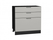 Шкаф нижний с 3-мя ящиками Флэт 816*800*478 Light Grey In 2S / Graphite