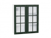 Шкаф верхний с 2-мя остекленными дверцами Дублин 920*800*318 Special Green / Белый