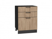 Шкаф нижний с 3-мя ящиками Флэт 816*600*478 Natural Casella Oak 2S / Graphite