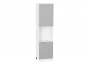 Шкаф пенал с 2-мя дверцами под технику Фьюжн 2336*600*576 Silky Light Grey / Белый