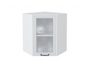 Шкаф верхний угловой остекленный Ницца 716*600*600 Blanco / Белый