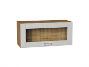 Шкаф верхний горизонтальный остекленный Лофт 358*800*320 Grey Silk / Дуб Вотан