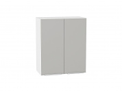 Шкаф верхний с 2-мя дверцами Фьюжн 716*600*320 Silky Light Grey / Белый
