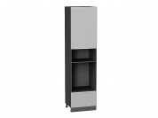 Шкаф пенал с 1-ой дверцей и ящиком под технику Фьюжн 2336*600*576 Silky Light Grey / Graphite