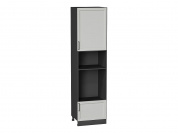 Шкаф пенал с 1-ой дверцей и ящиком под технику Сканди 2336*600*576 Grey Silkwood / Graphite