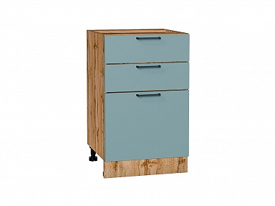 Шкаф нижний с 3-мя ящиками Флэт 816*500*478 Grey-green In 2S / Дуб Вотан
