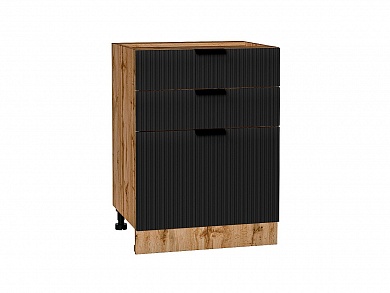 Шкаф нижний с 3-мя ящиками Евро Лайн 816*600*480 Антрацит / Дуб Вотан