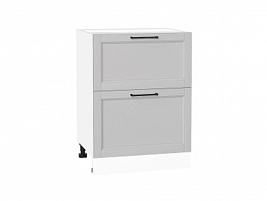 Шкаф нижний с 2-мя ящиками Сканди 816*600*480 Grey Silkwood / Белый