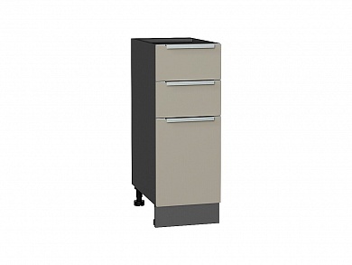 Шкаф нижний с 3-мя ящиками Фьюжн 816*300*480 Silky Grey / Graphite