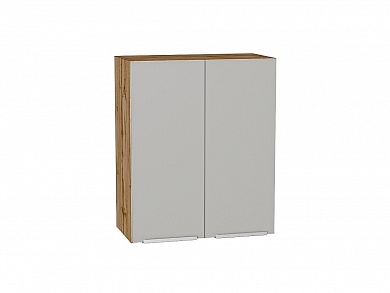 Шкаф верхний с 2-мя дверцами Фьюжн 716*600*320 Silky Light Grey / Дуб Вотан