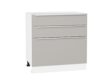 Шкаф нижний с 3-мя ящиками Фьюжн 816*800*480 Silky Light Grey / Белый