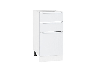 Шкаф нижний с 3-мя ящиками Фьюжн 816*400*480 Silky White / Белый