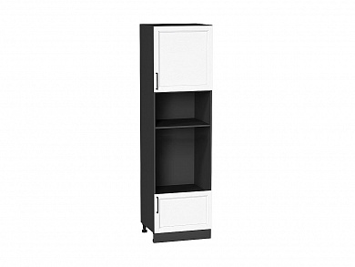 Шкаф пенал с 1-ой дверцей и ящиком под технику Сканди 2132*600*576 White Silkwood / Graphite