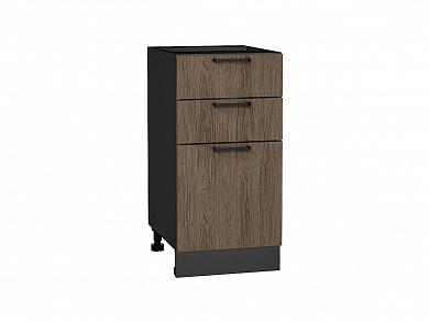 Шкаф нижний с 3-мя ящиками Флэт 816*400*478 Brown Casella Oak 2S / Graphite