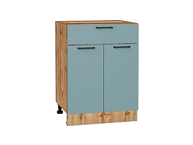 Шкаф нижний с 2-мя дверцами и ящиком Флэт 816*600*478 Grey-green In 2S / Дуб Вотан