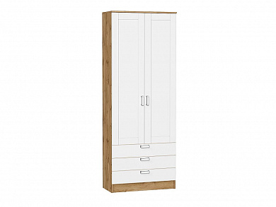 Шкаф двухстворчатый Стиль ШК-803 с ящиками 2110*800*376 White Silk