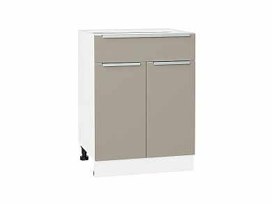 Шкаф нижний с 2-мя дверцами и ящиком Фьюжн 816*600*480 Silky Grey / Белый