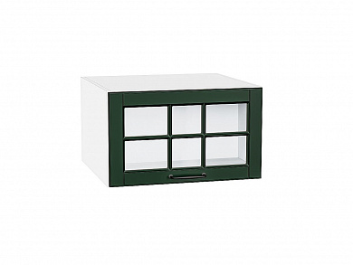 Шкаф верхний горизонтальный остекленный глубокий Дублин 358*600*574 Special Green / Белый