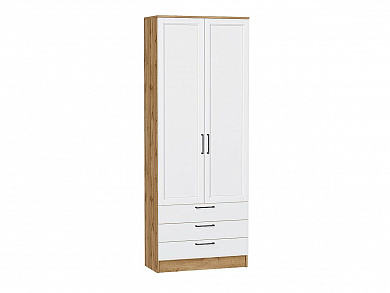 Шкаф двухстворчатый Стиль ШК-803 с ящиками 2110*800*376 White Silkwood