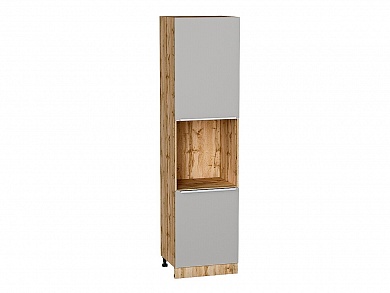 Шкаф пенал с 2-мя дверцами под технику Фьюжн 2336*600*576 Silky Light Grey / Дуб Вотан
