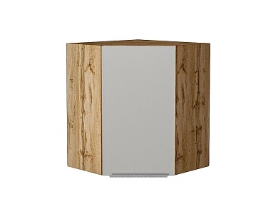 Шкаф верхний угловой Фьюжн 716*600*600 Silky Light Grey / Дуб Вотан