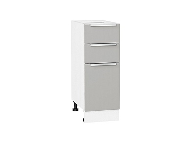 Шкаф нижний с 3-мя ящиками Фьюжн 816*300*480 Silky Light Grey / Белый