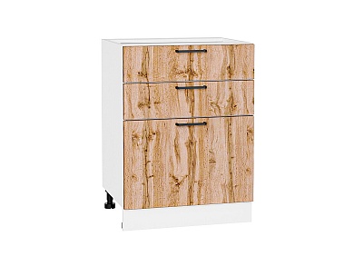 Шкаф нижний с 3-мя ящиками Флэт 816*600*478 Wotan Oak 2S / Белый