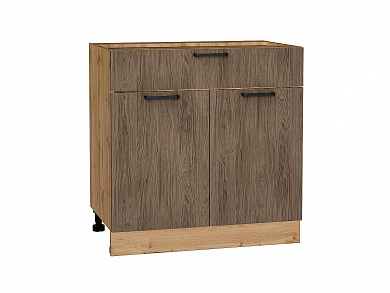 Шкаф нижний с 2-мя дверцами и ящиком Флэт 816*800*478 Brown Casella Oak 2S / Дуб Вотан