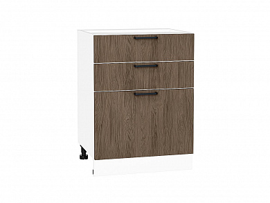 Шкаф нижний с 3-мя ящиками Флэт 816*600*478 Brown Casella Oak 2S / Белый