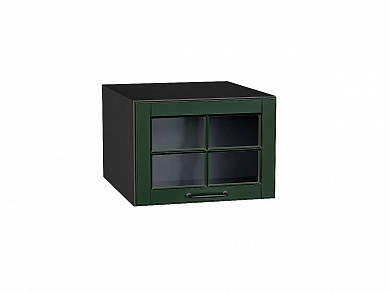 Шкаф верхний горизонтальный остекленный глубокий Дублин 358*500*574 Special Green / Graphite