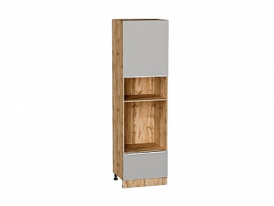 Шкаф пенал с 1-ой дверцей и ящиком под технику Фьюжн 2132*600*576 Silky Light Grey / Дуб Вотан